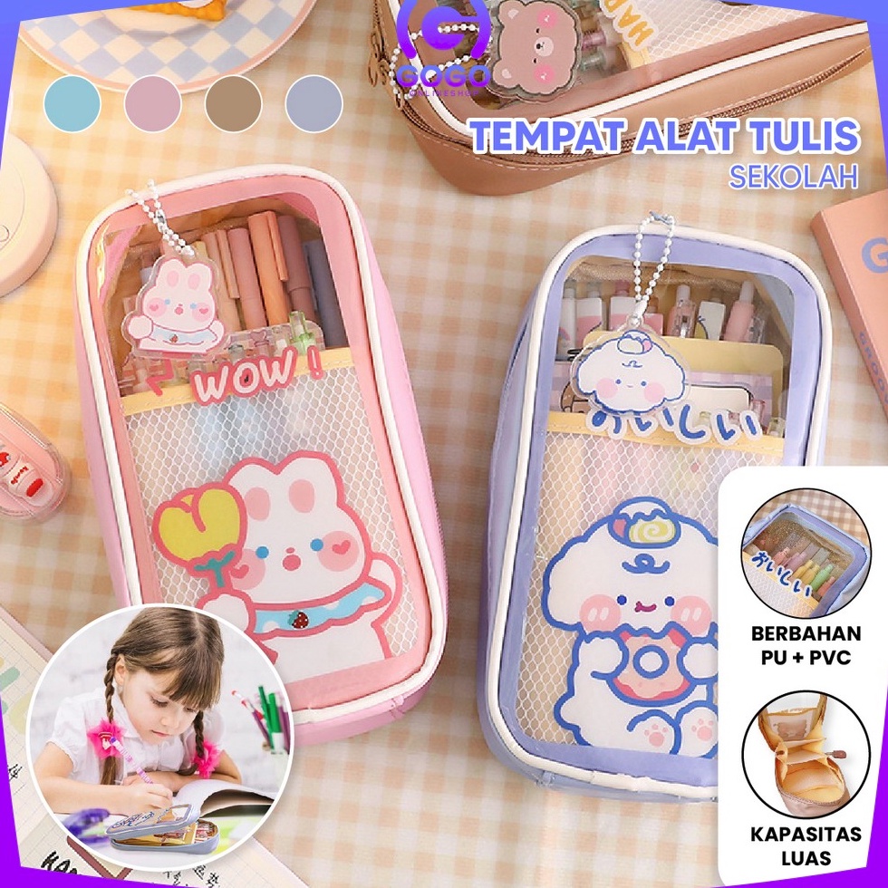 

KODE R15N GOGOA61 Tempat Pensil Anak Transparan Motif Kartun Pencil Case Multifungsi Ala Korea Pouch Serbaguna Tempat Alat Tulis Tempat Pulpen Perlengkapan Sekolah