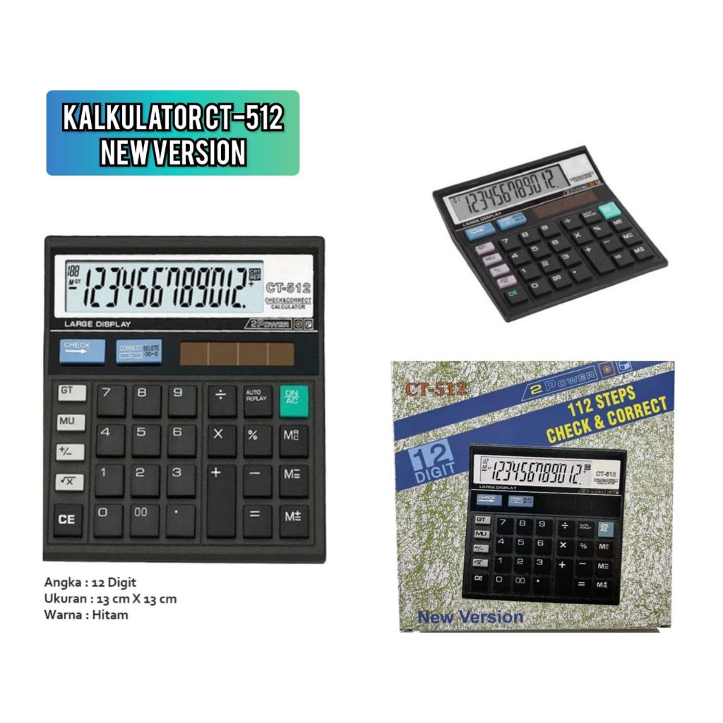 

Kalkulator CT-512 12 Digit / Calculator Check & Correct Dual 2 Power