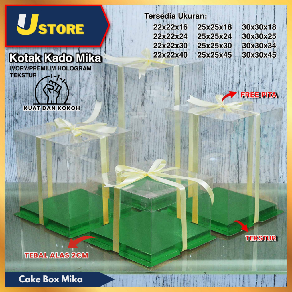 

Cake Box Mika Dus Kue Kotak Kue 30x30 cm Tutup Transparant PET