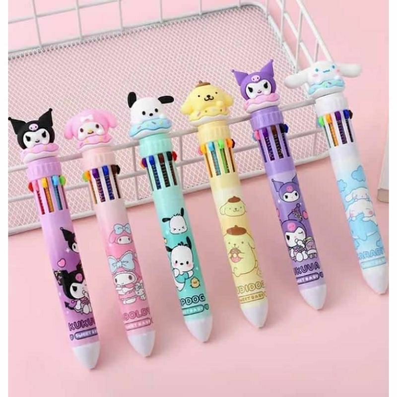 

Pulpen 10 warna ballpaint sanrio kuromi melody Cinnamorol pompurin pen karakter alat tulis