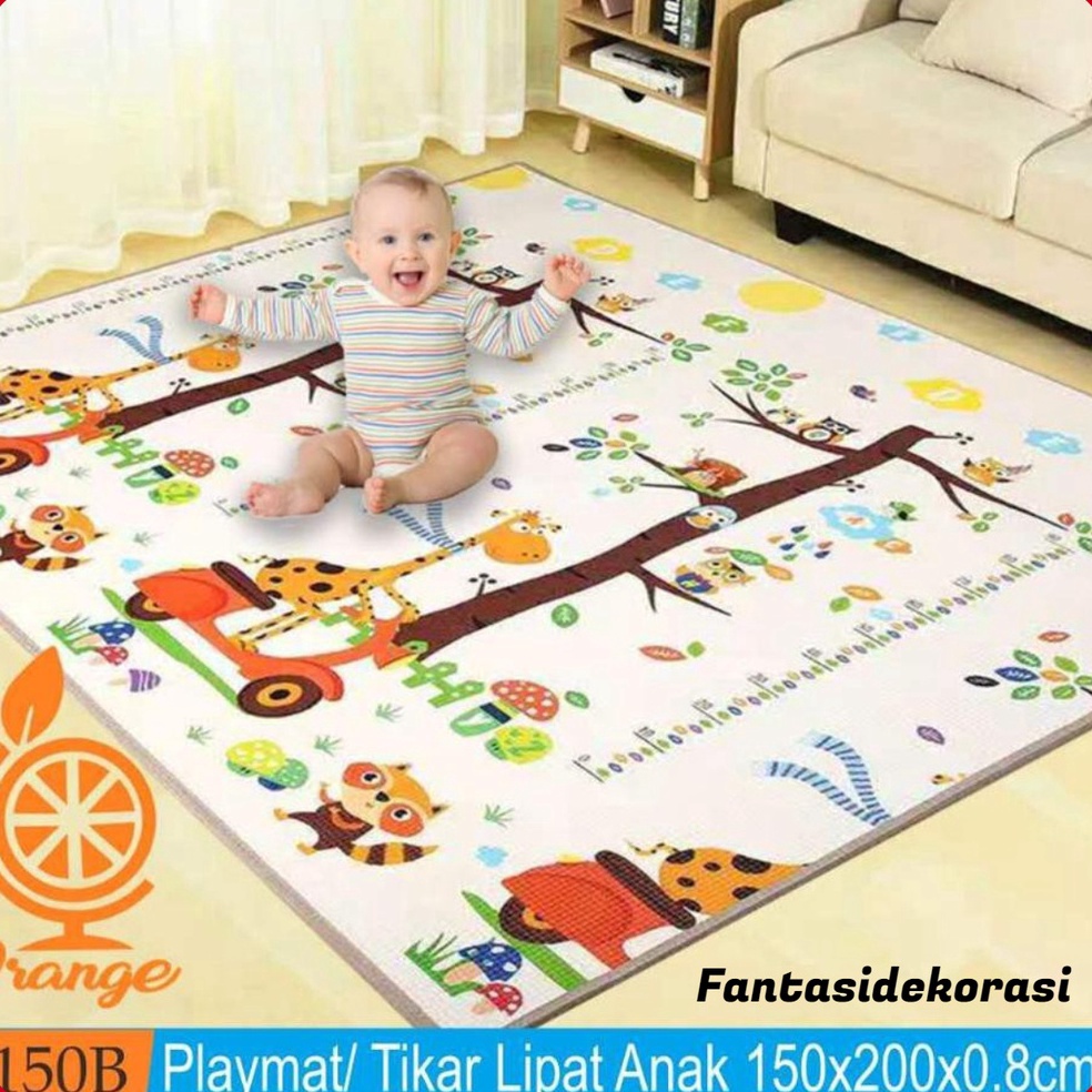 KODE Q3V Playmat Matras Lipat Premium Playmate Tebal 5cm Double Pad 2 Karpet Kartun Fantasidekorasi