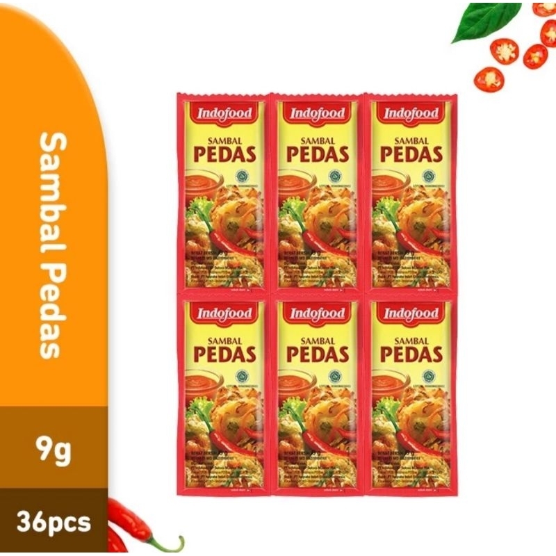 

SAOS INDOFOOD PEDAS kemasan SACHET 9 gr ( 1 PAK isi 36 pcs)