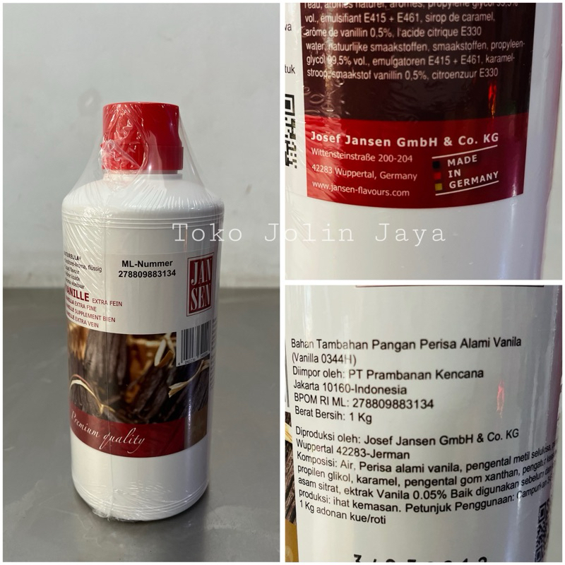 

(Khusus Instant) Kemasan 1kg Jansen vanilla extract