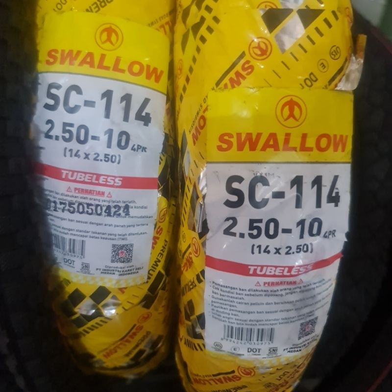 BAN LUAR SEPEDA LISTRIK SWALLOW 14 x 2.50 TUBELESS