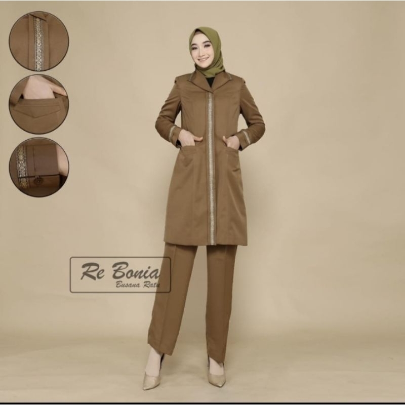 BLEZER Re bonia/stelan tunik celana/seragam Pemda/blezer guru