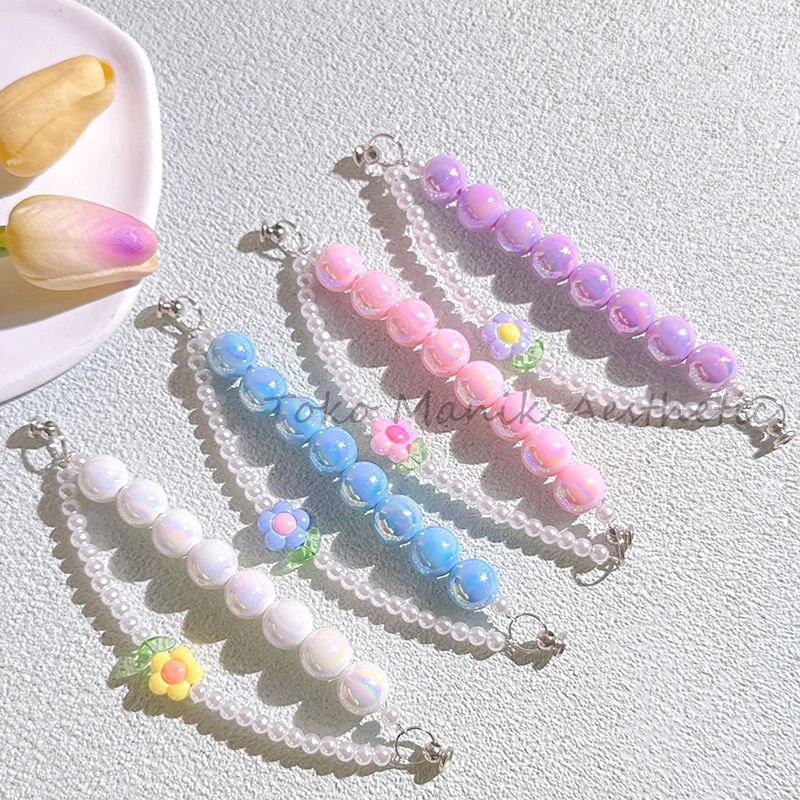 [COD⚡] Warna Akrilik Bunga Kecil Rantai Ponsel DIY Accessories