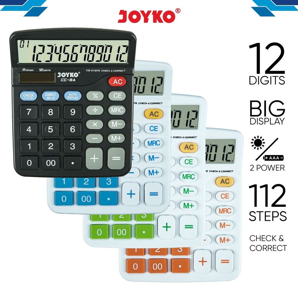 

KODE D92E Calculator Kalkulator Joyko CC8 12 Digits Check Correct