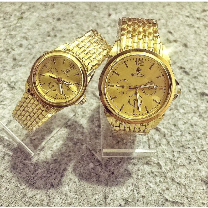 KODE A85C Jam Tangan Rantai Emas Couple Pasangan Kapel Elegan