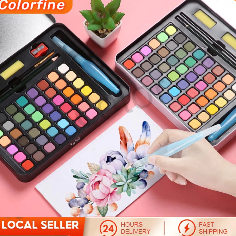 

KODE H36L watercolor set Cat air watercolor brush 48 warna water color alat cat air lukis set tas flanel gratis