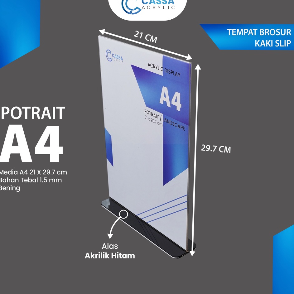 

Klasik CASSAAKRILIK TEMPAT BROSUR A4 ALAS HITAM TENT HOLDER TENT CARD NOMOR MEJA VERTIKAL