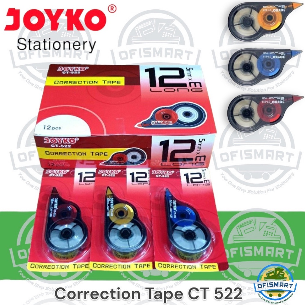 

KODE W73R Joyko Correction Tape TipEx Kertas CT 522 1Ktk12PCs