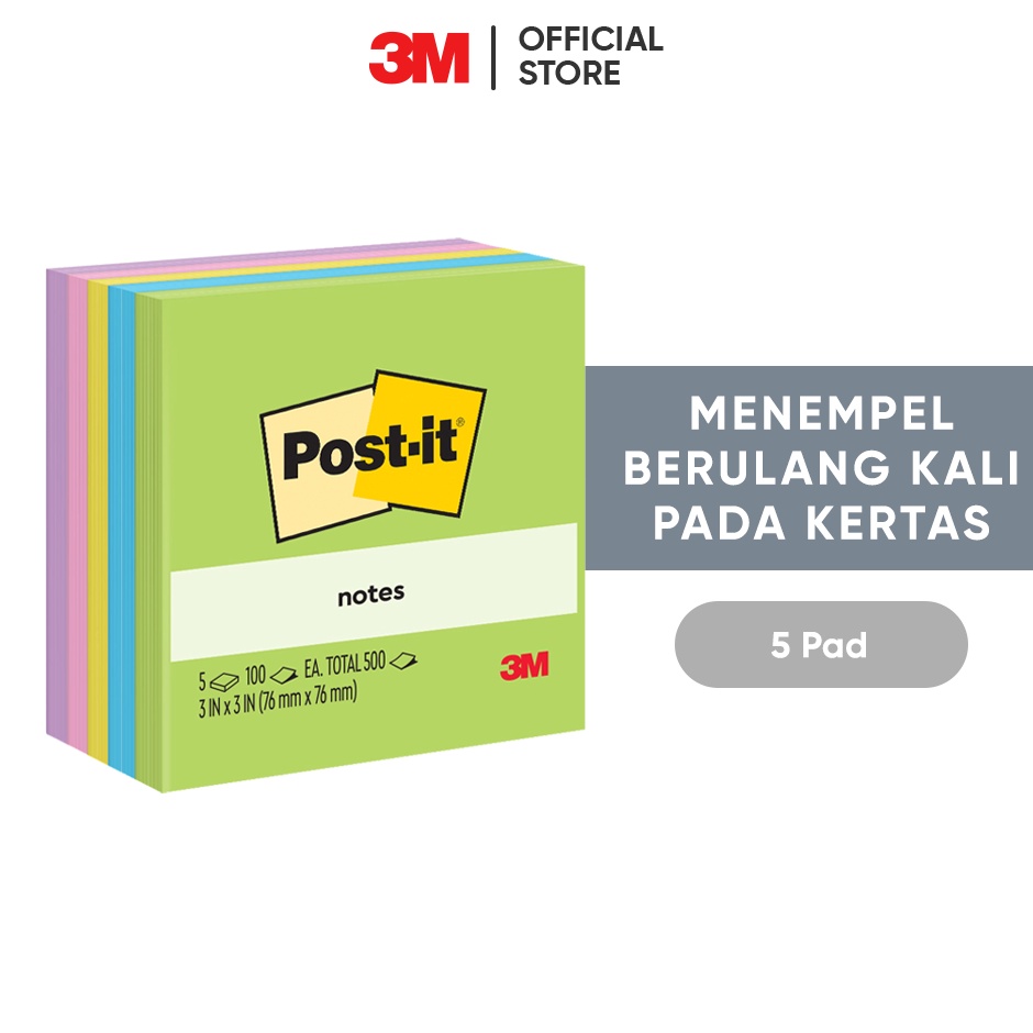 

3M Postit Original Sticky Notes Floral Fantasy 6545UC Menempel berulah kali pada kes 1 pak5 pad 76x76 mm Untuk penanda dan pengingat