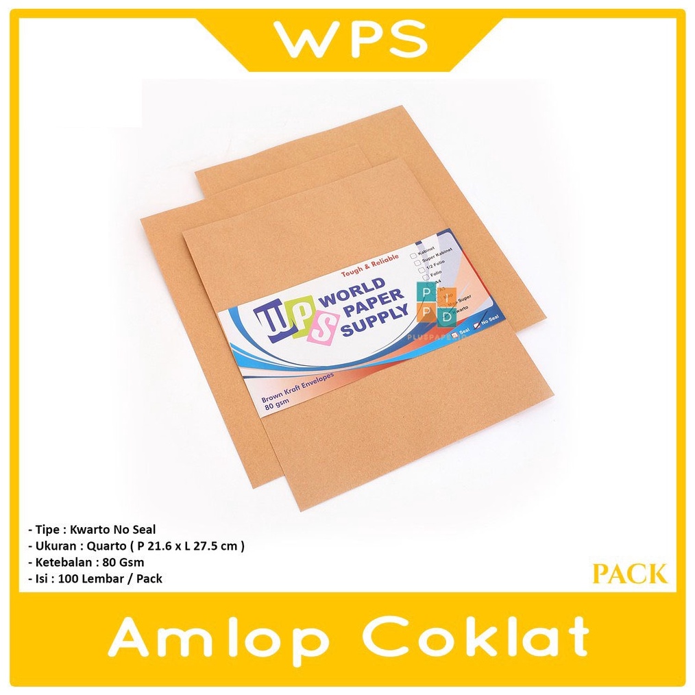 

KODE T67W WPS Amplop Coklat Ukuran Kwarto 21 x 27 cm No Seal Pack