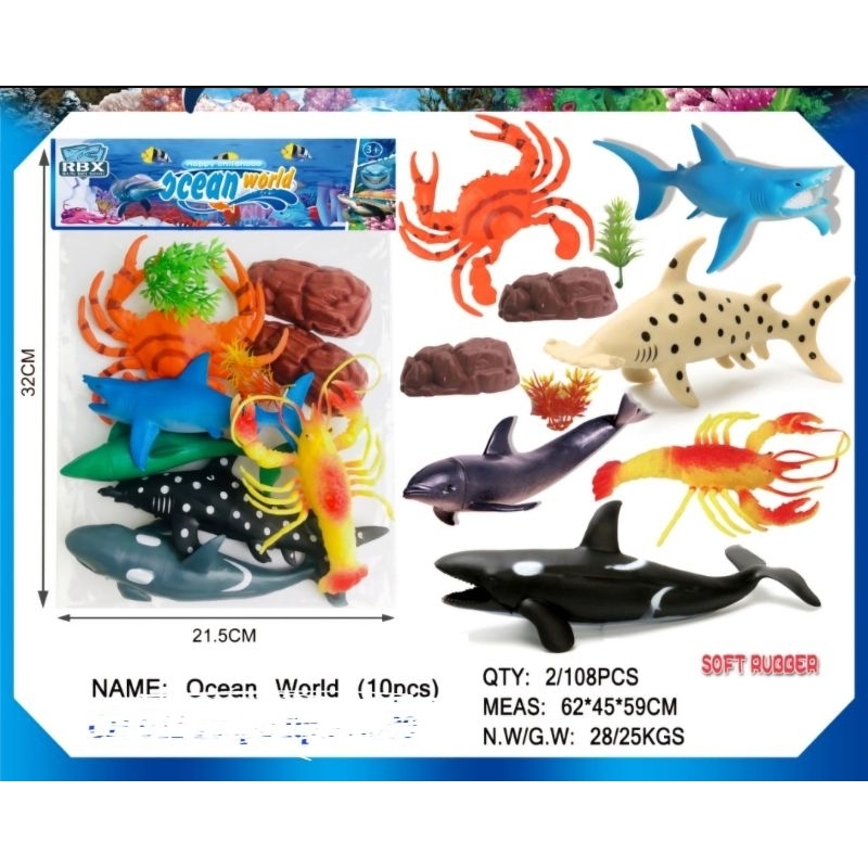 CH-041 - Mainan Binatang Laut Ocean World Isi 10 Pcs Bahan Karet