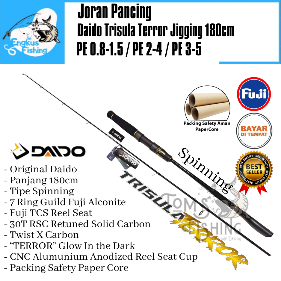 Joran Pancing Daido TRISULA TERROR SP / BC 180cm Jigging Fuji Alconite - Engkus Fishing