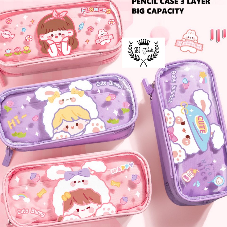 

Tempat Pensil Kotak Pensil 3 Layer Kapa Bear Pensil Case SBJKP3L