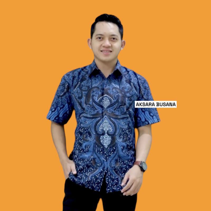 Hem Kemeja Baju Batik Pria PENDEK batik Laki Laki SEMAR Keris Full Lapis Furing Lengan PENDEK Modern