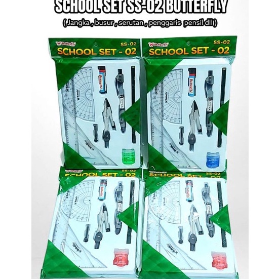 

Study school set jangka Penggaris Busur BUTTERFLY SS2 ORIGINAL Lengkap