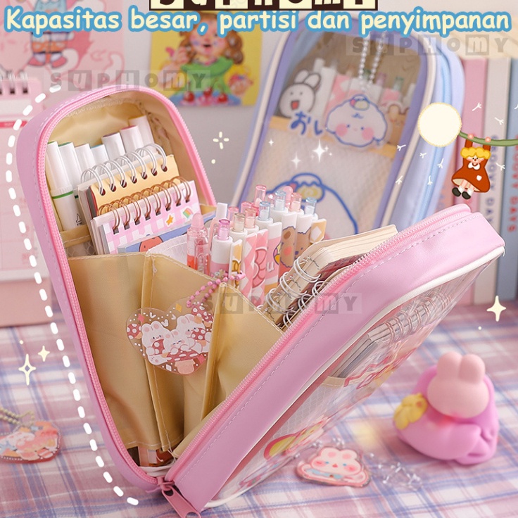 

Tas PenaTempat Pencil Tas Pensil kotak pensil aesthetic tempat alat tulis Bahan PVC berkapasitas besar dengan stiker