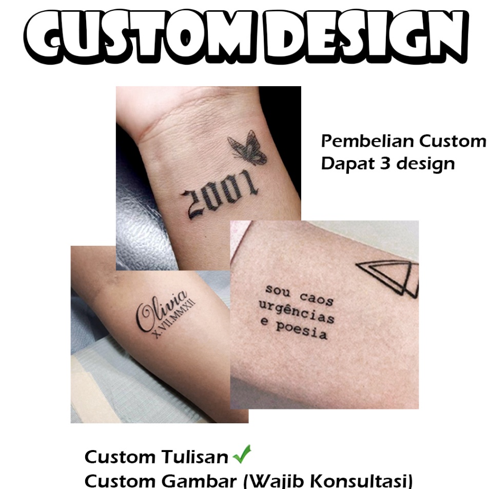 Baru STICKER HENNA TATTO TEMPORARY NAMA ANGKA ROMAWI GAMBAR