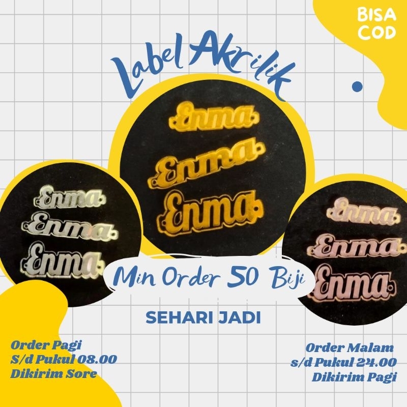 

Label Akrilik Acrylic Hijab Segela Pakaian Bisa Cetak Nama Bisa Request Nama Merk Merek Sendiri