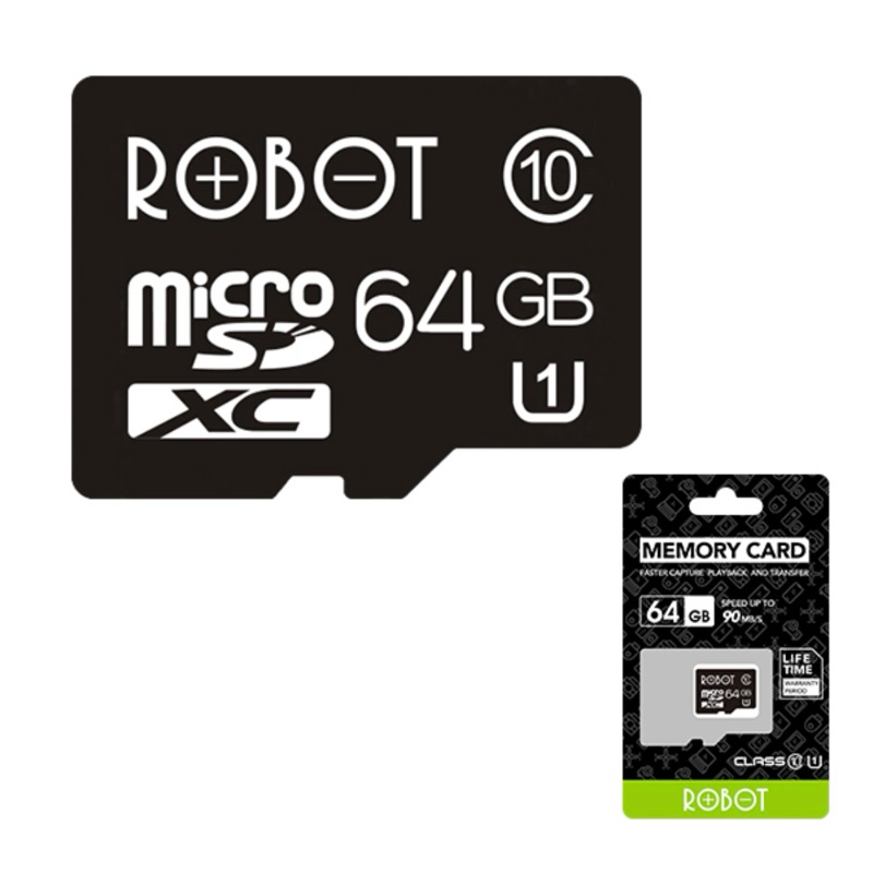 ROBOT Memory Card 64 GB / Kartu Memori HP / Micro SD 64GB Class 10 Speed with Package