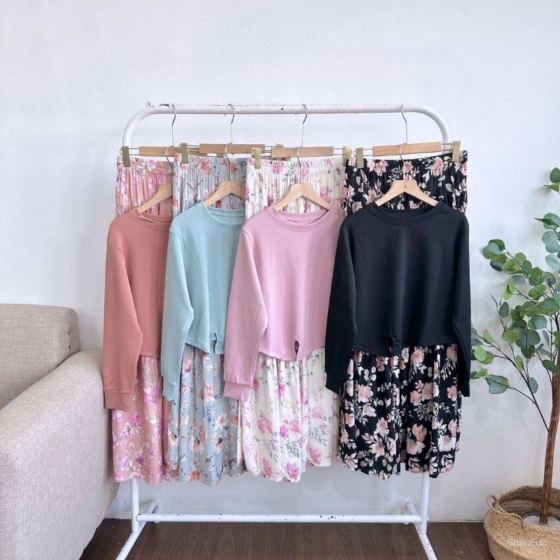 Onset rok dan atasan Knit wanita kekinian