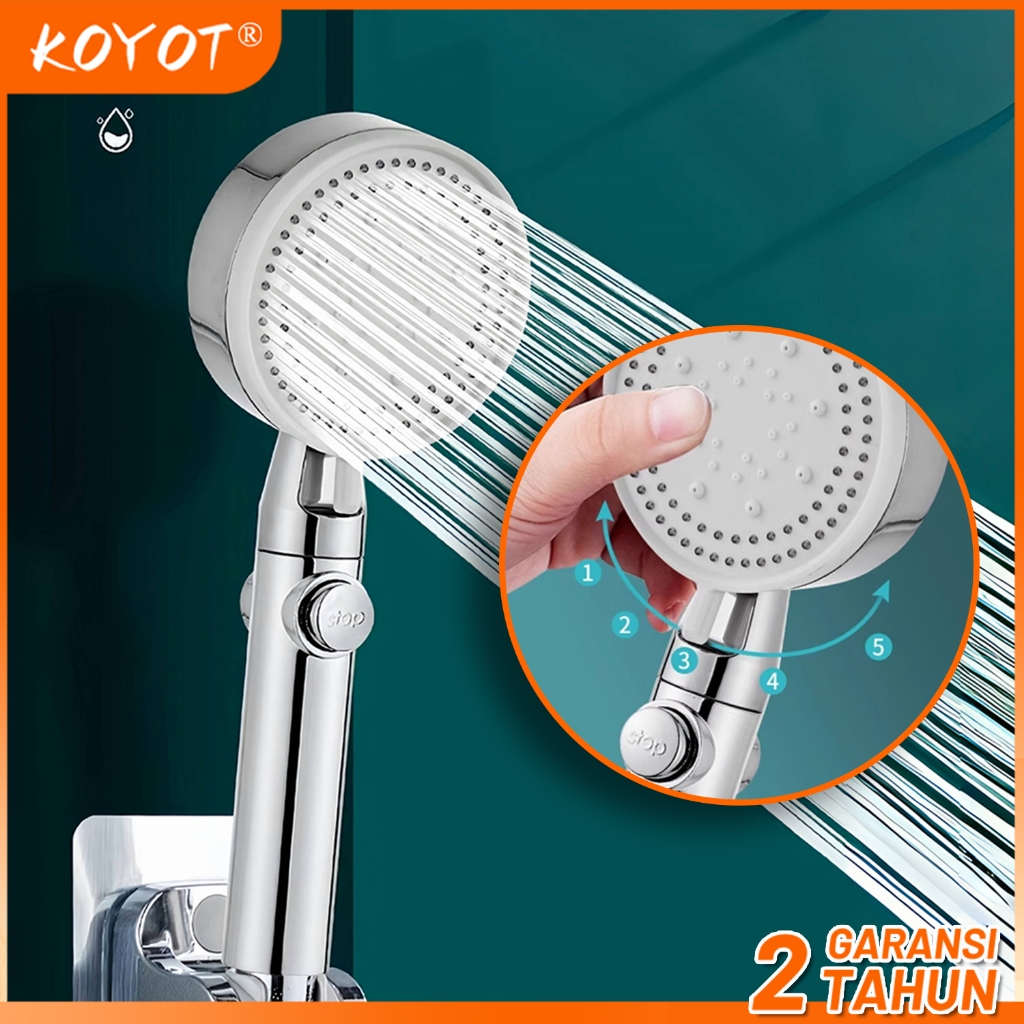 KOYOT Premium Hand Shower Multifungsi 5 Mode Adjustable Jet Shower Portable Kamar Mandi