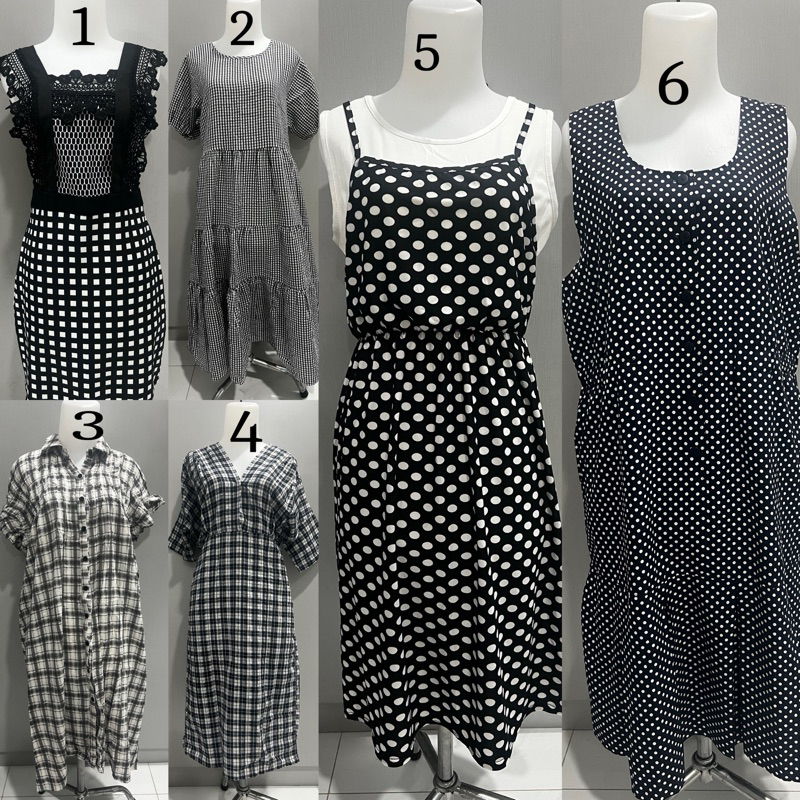 Preloved Branded Dress Kotak / Dress Polkadot / Dress Hitam Putih / Dress Garis / Dress Korea