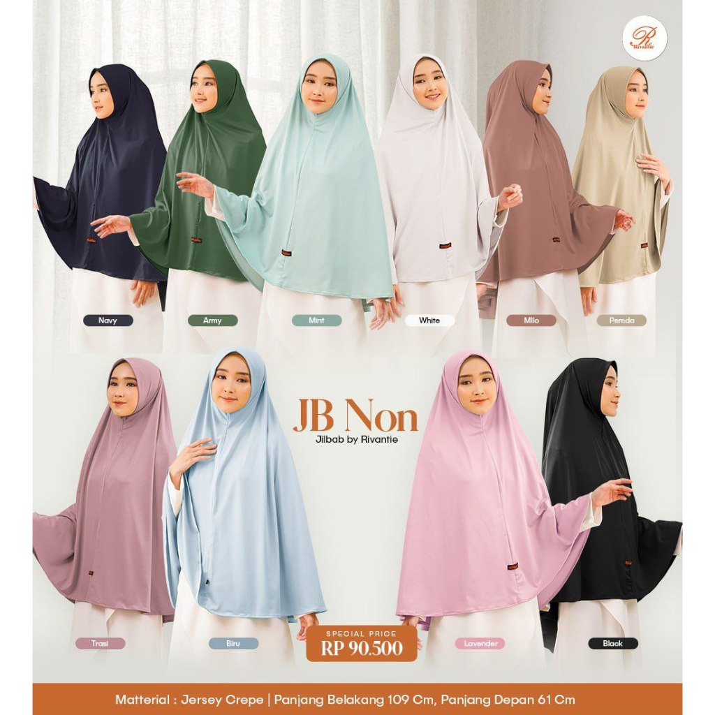 RIVANTIE Hijab JUMBO NON PAD / Bahan Jersey creb / kerudung instan