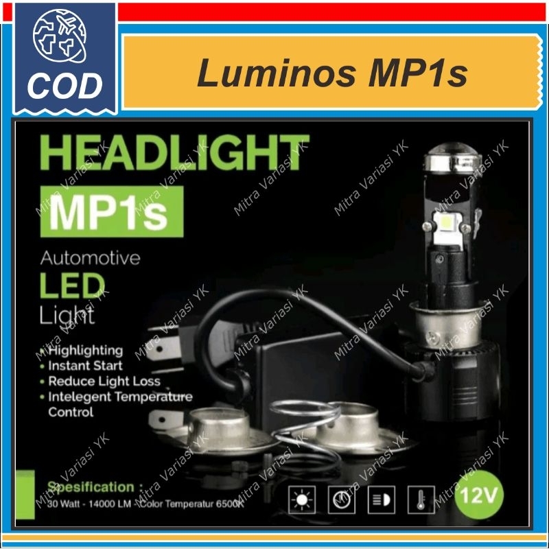 LED LUMINOS MP1S MINI PROJIE H6 MOTOR ALA BILED SINAR CUTOFF MP1
