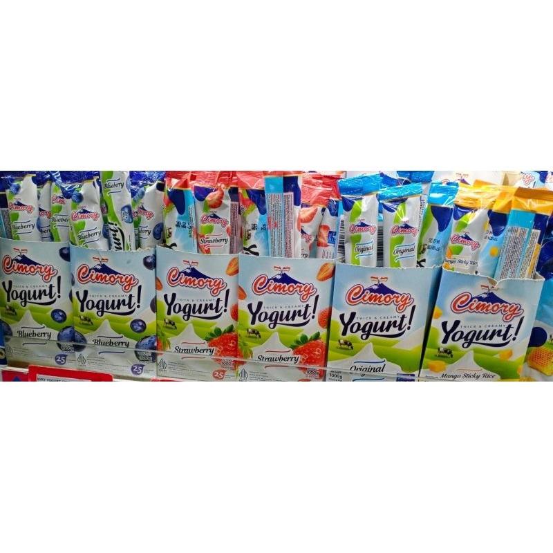 

cimori yogurt stick. ready rasa blueberry, stoberi, original dan mango
