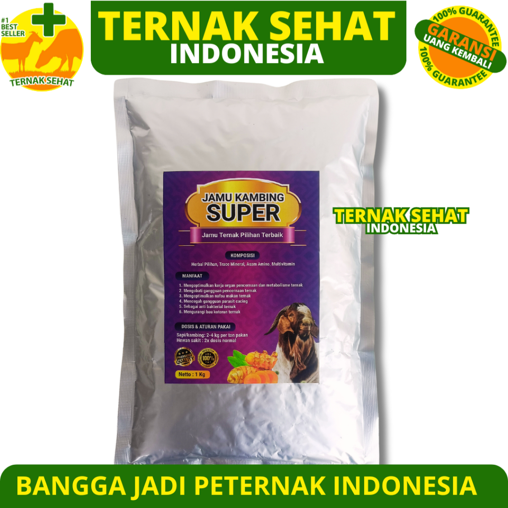 JAMU KAMBING SUPER 1 KG - Jamu Penggemuk Kambing - Meningkatkan Nafsu Makan, Kesehatan & Produksivit