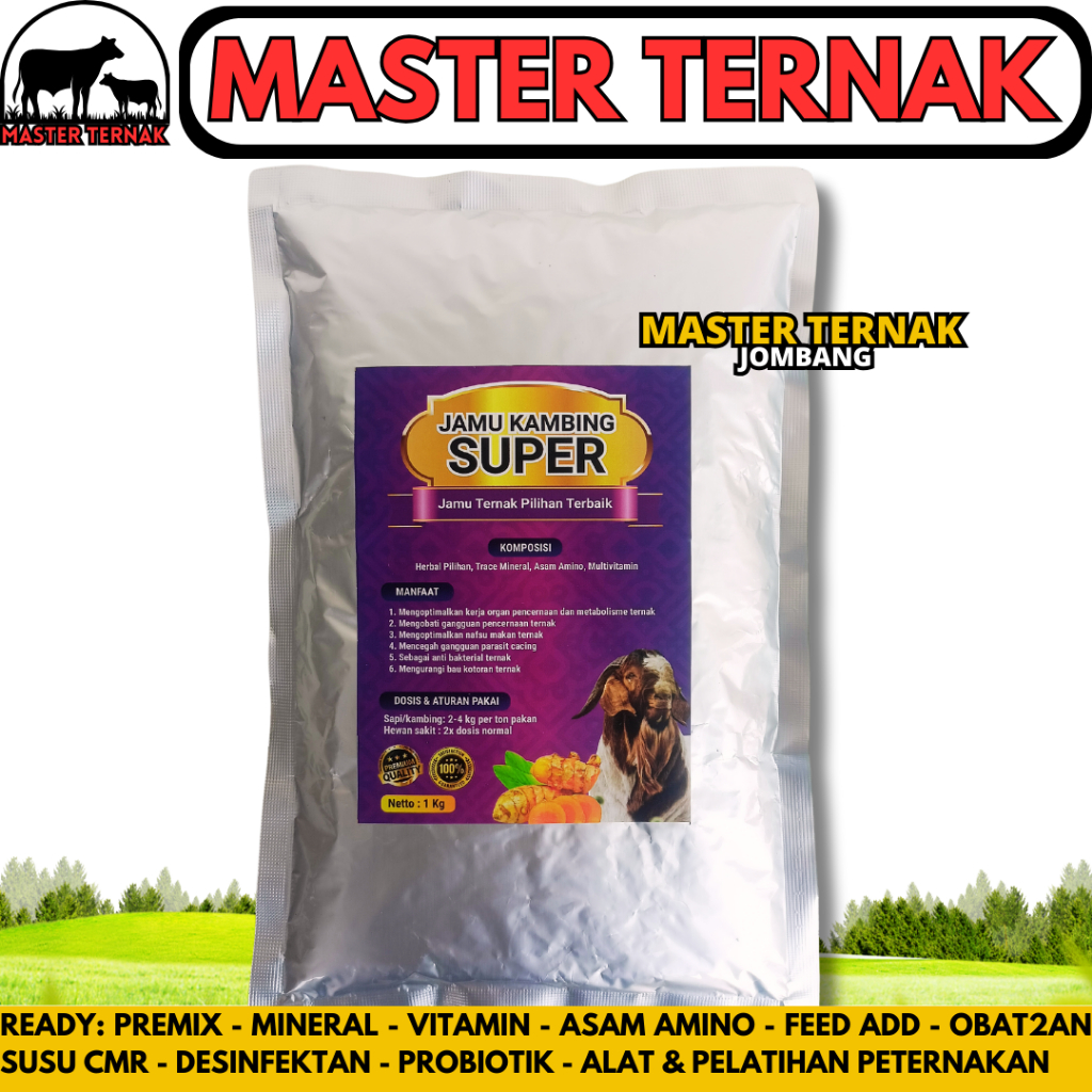 JAMU KAMBING SUPER 1 KG - Jamu Penggemuk Kambing - Meningkatkan Nafsu Makan, Kesehatan & Produksivit