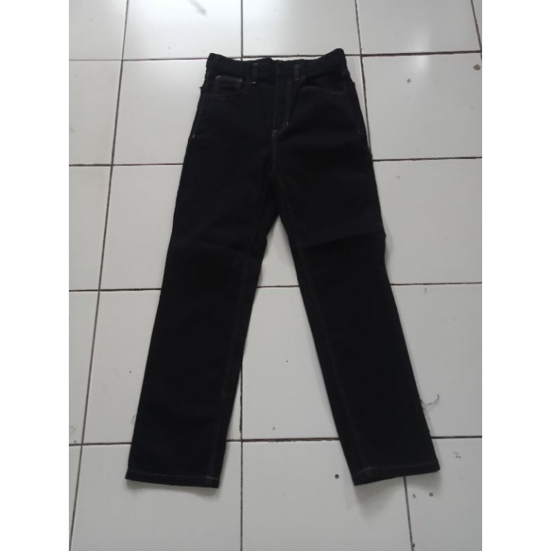 Murah Tanpa Label Celana Panjang Jeans Stretch Unisex Black  Size M Dan L