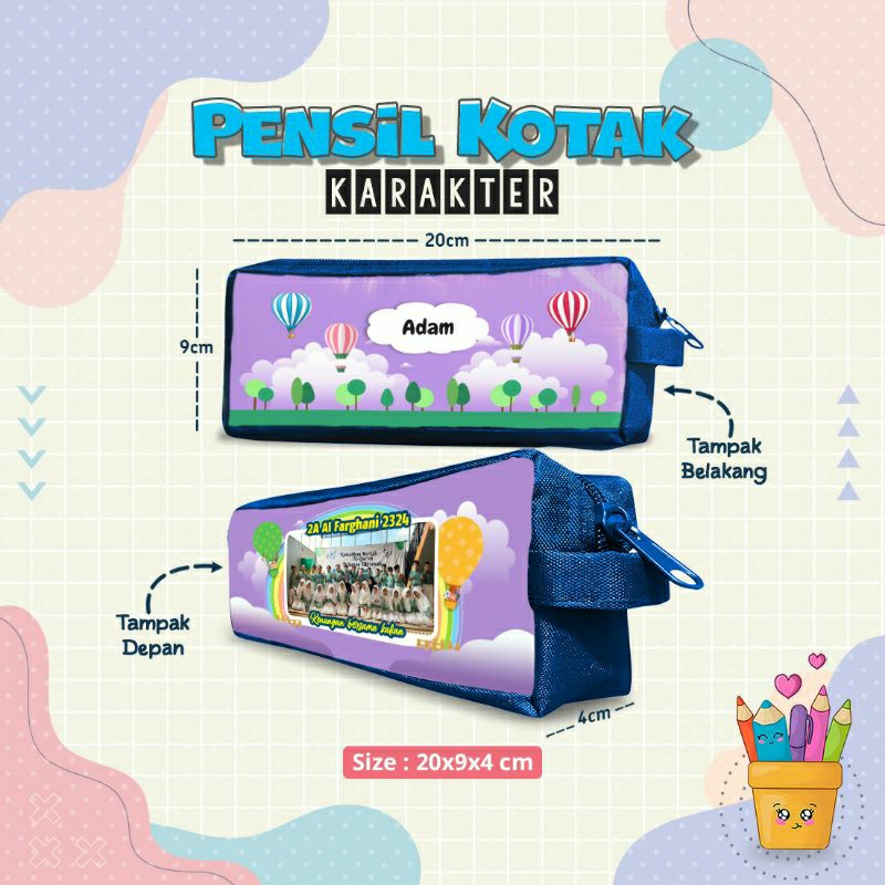 

Tempat pensil kotak pensil custom free desain souvenir wisudawan hadiah ulang tahun kenaikan kelas