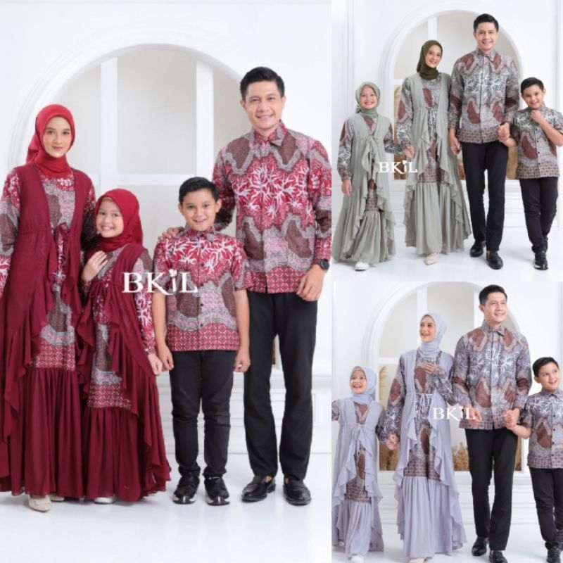 Baju Batik Couple Keluarga Terbaru Gamis Batik Katun Kombinasi Ceruty Premium Batik Couple Keluarga 