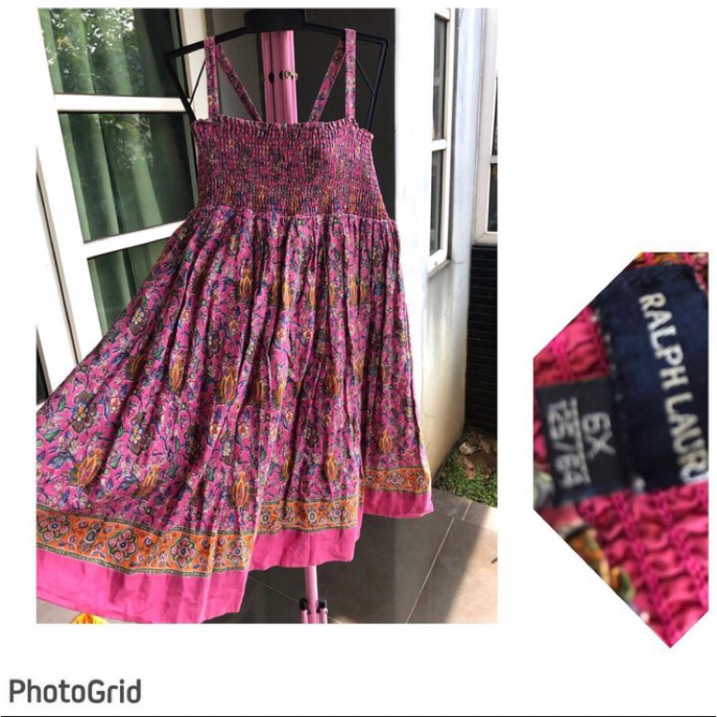 dress kerut anak Ralph Lauren