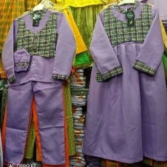 Seragam Muslim Anak Paud TK Koko/gamis Rompi ungu bahan Oxford Set Hijab n Peci