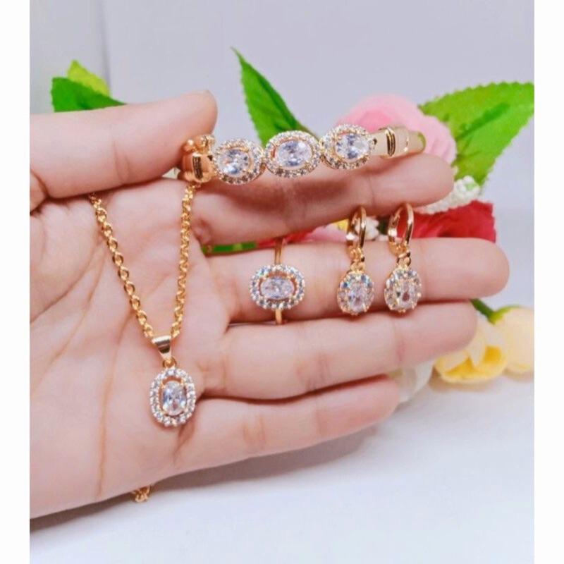 (COD) SET PERHIASAN TITANIUM WANITA DEWASA REALPICT ANTI KARAT