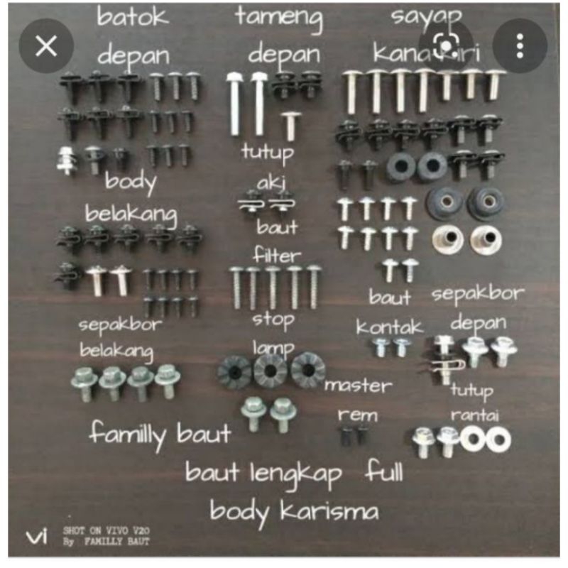 Baut lengkap full body motor honda karisma - Baut motor honda karisma