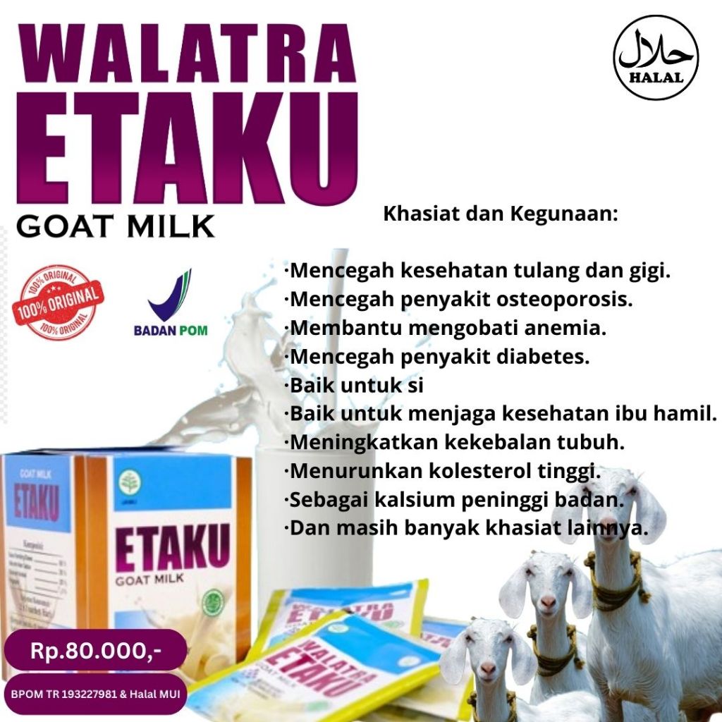 

Walatra Etaku Goat Milk 100% Susu Bubuk Kambing Etawa Murni Asli Original