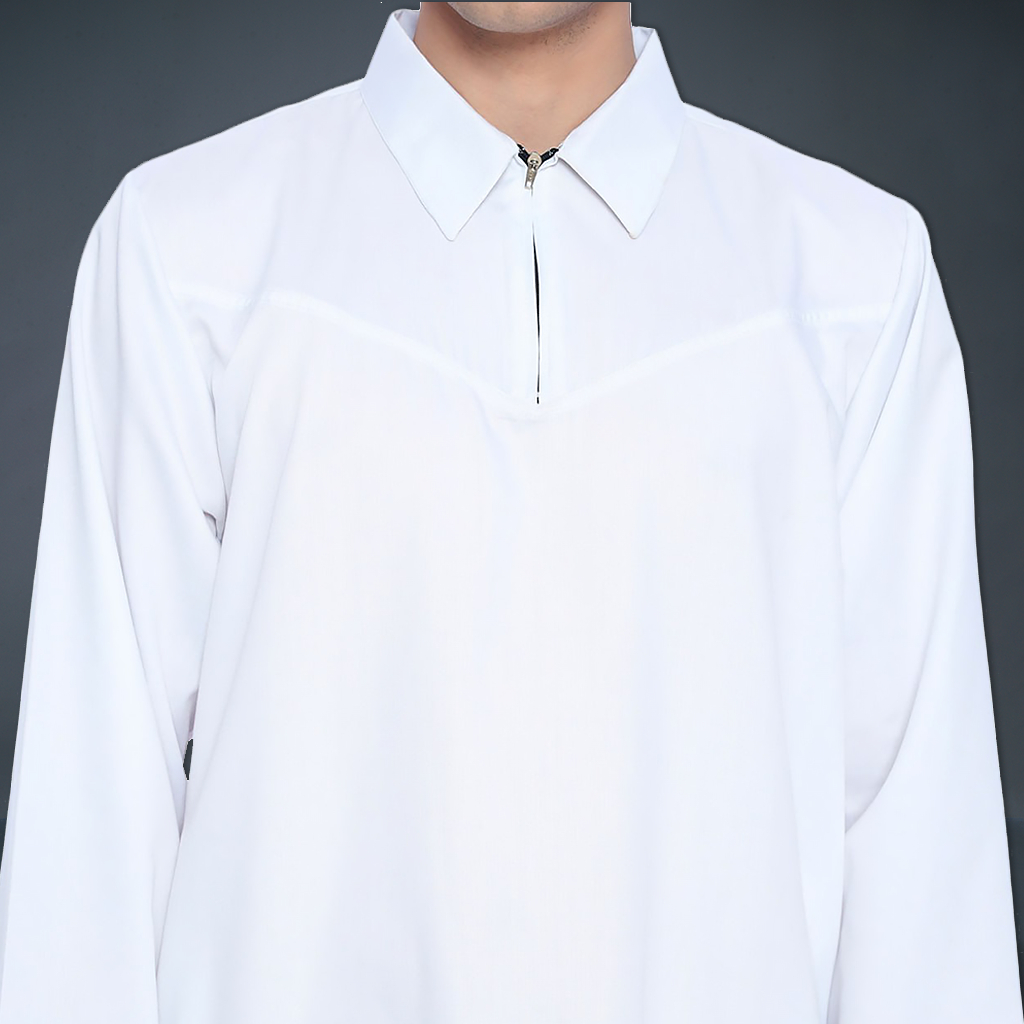 Kawan Muslim - Jubah Gamis Pria Dewasa Lengan Panjang Premium Bahan Adem Warna Abu Abu-8