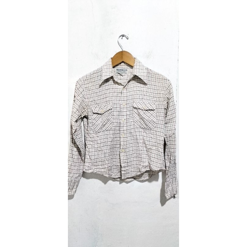 Atasan Baju Kemeja Crop Kotak Wanita Milk Bar