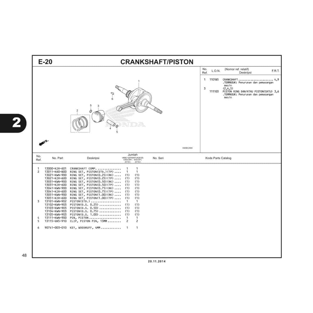 Crankshaft Assy (Stang Seher Komplit) – Vario 125 led old 13000K60B00