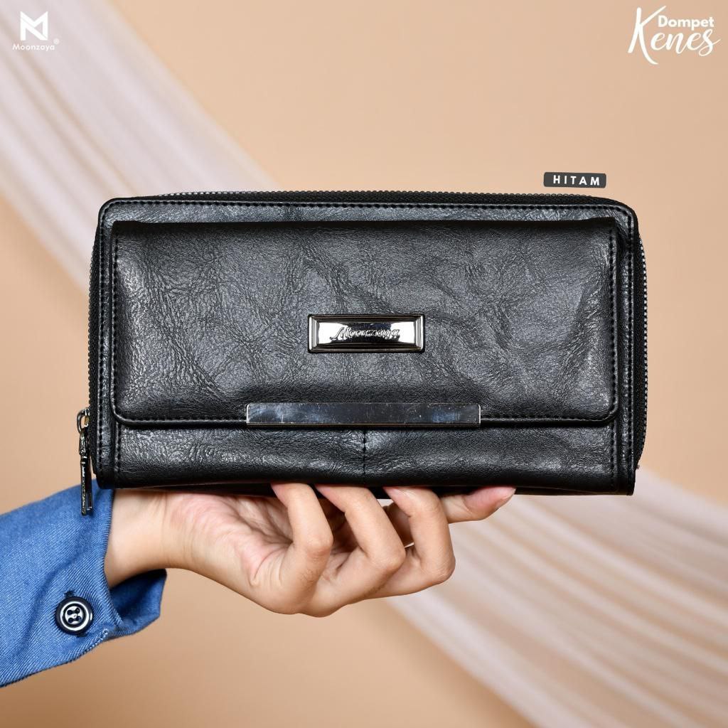 Moonzaya - Kenes Dompet Wanita Panjang Banyak Slot Kartu Bahan Sintesis Premium