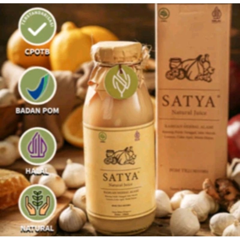 

SATYA Natural juice ( Bawang putih tunggal ,Jahe Merah,Madu Hutan,Cuka Pel,Lemon) Bahan Alami 1