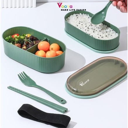 VOOVA Lunch Box / Kotak Bekal Makan Siang / Kotak Bekal Tali Strap 900ml / Kotak Makan Siang Aesthet