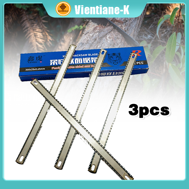 3pcs Mata Gergaji Besi Double Bolak Balik Besar 12 Inch Gergaji Besi 2 Sisi Untuk Besi Dan Kayu