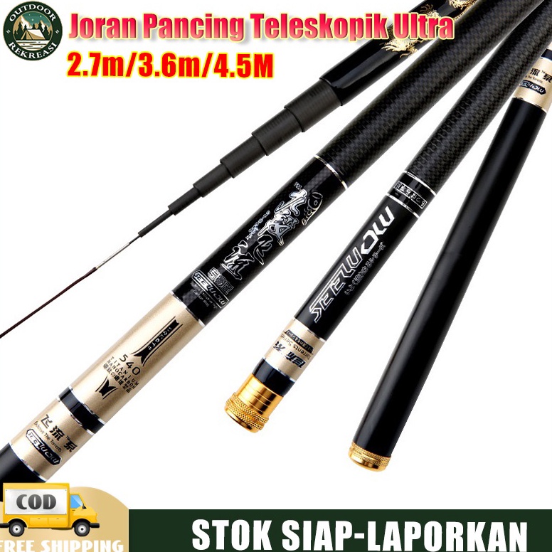 Joran Tegek Liuzi Batik27m 36m 45m Carbon Kualitas Terbaik Joran Pancing Teleskopis Super Keras Untu